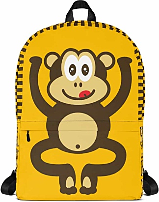 Gold monkey backpack - chimpanzee laptop bag - tablet case