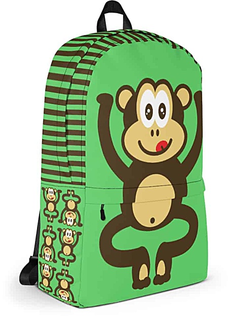 Green monkey backpack - chimpanzee laptop bag - tablet case