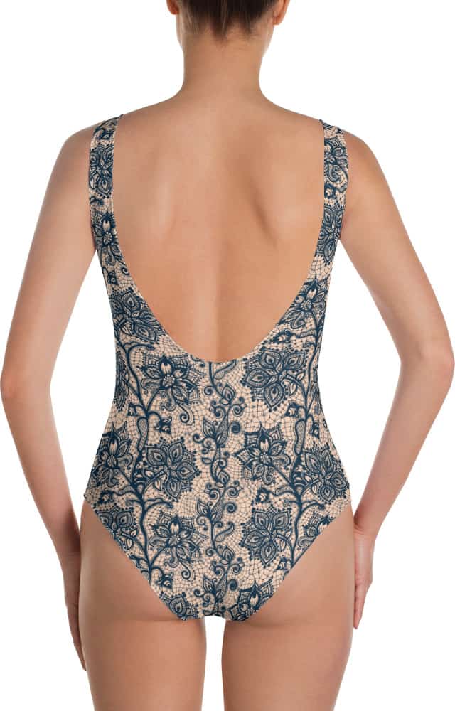 Lace Design Bathing Suit One Piece - Designed By Squeaky Chimp T-shirts &  Leggings