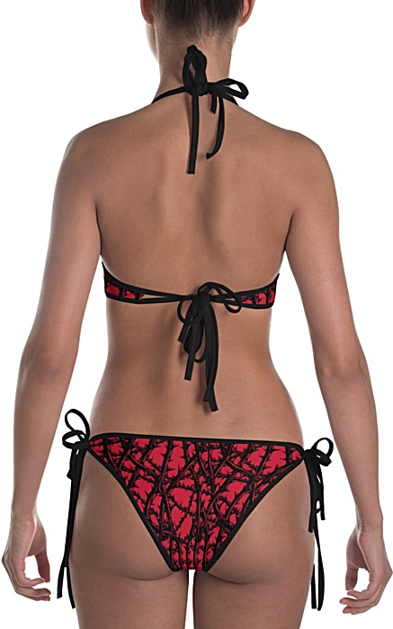 Red Gothic bikini - Vine with thorns & jaggers bathing suit
