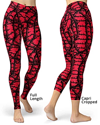 Red Gothic Leggings - Vine with thorns legging