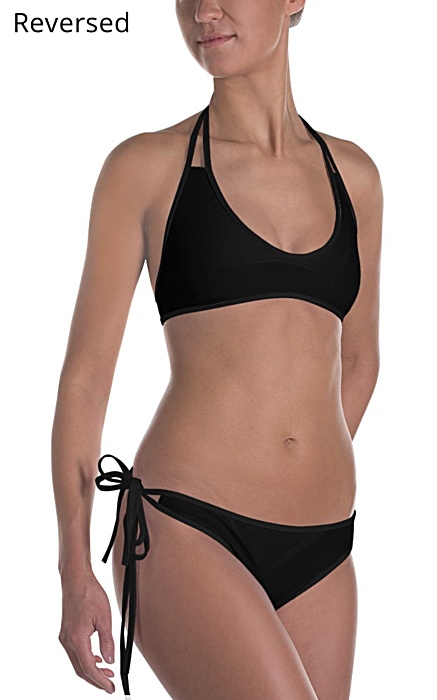 Black bikini reversible bathing suit