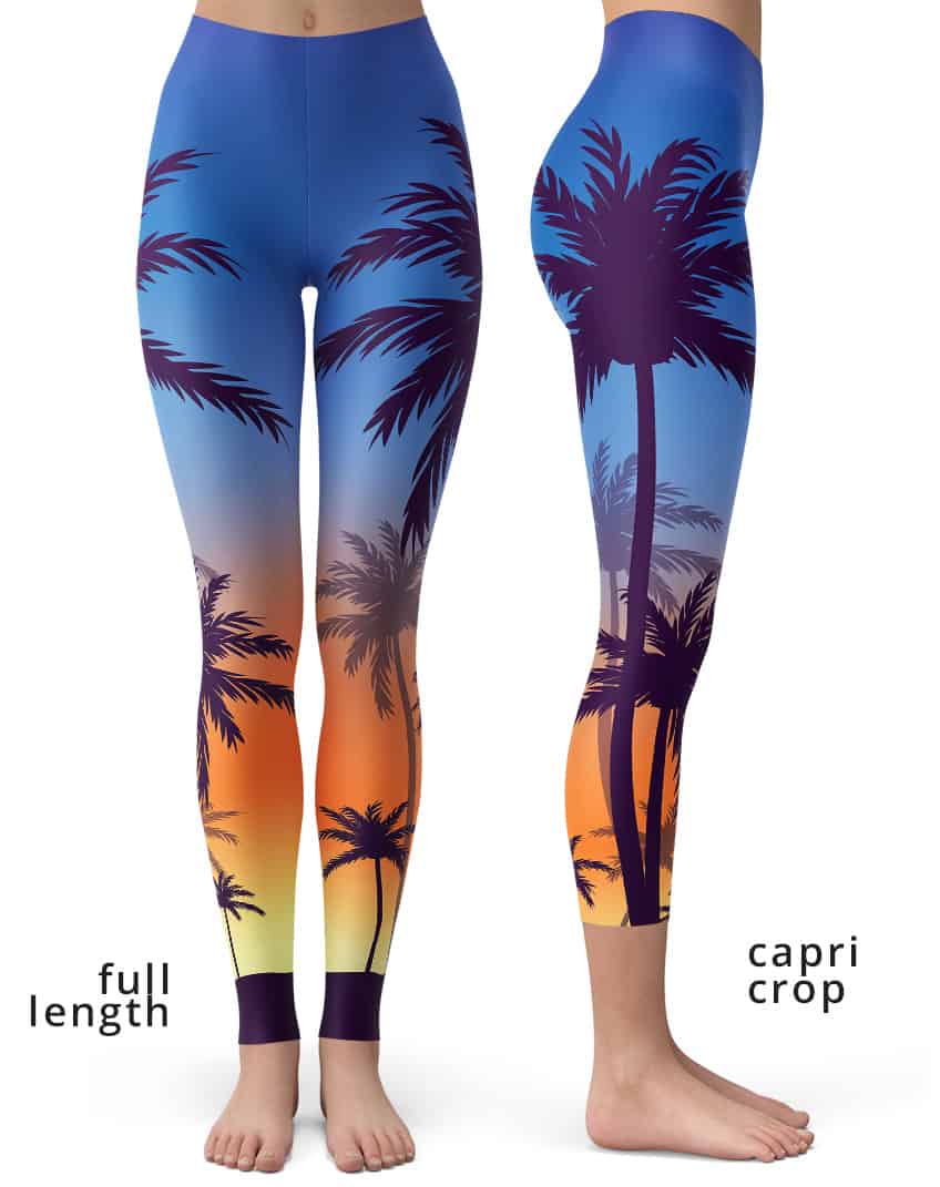 Sunset Palm Tree Leggings - Designed By Squeaky Chimp T-shirts