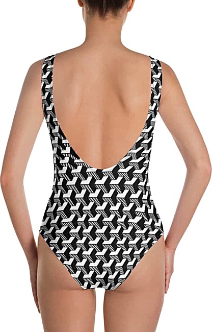 Isometric Striped 3D One Piece Bathing Suit