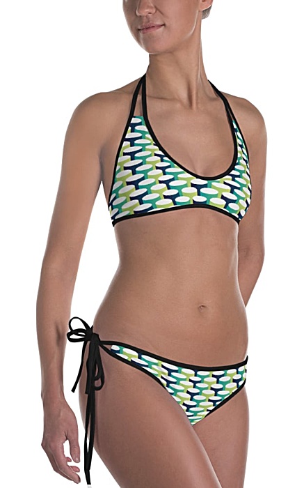 3d tube blue green bikini swim suit bathing suit beach