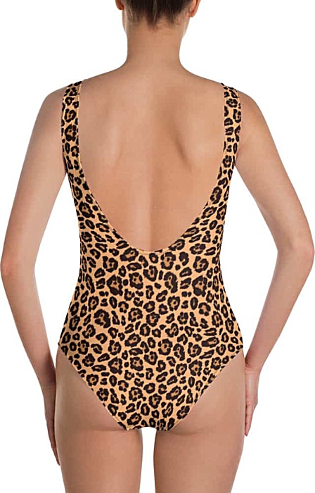 beige leopard skin one piece bathing suit swim suit