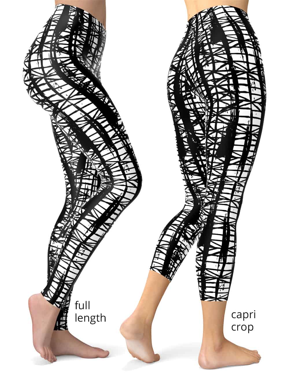 Abstract Tights, Workout Tights, Black and White Leggings