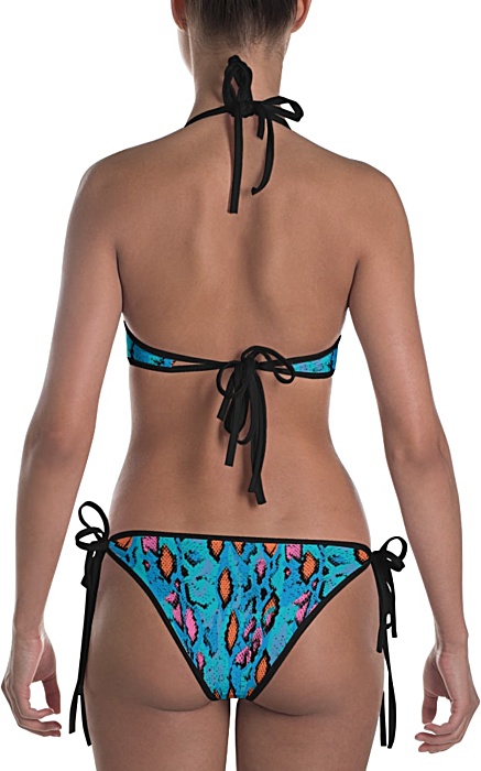 blue snakeskin bikini bathingsuit