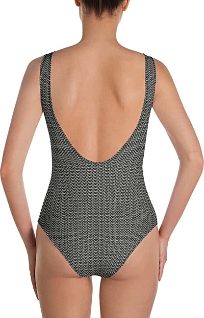 Metal Metallic chain mail chainmail one piece bathing suit swimsuit
