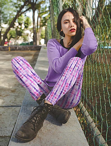 Retropink purple Hippy 60s tie dye leggings