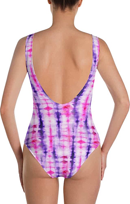 Retropink purple Hippy 60s tie dye bathing suit swimsuit one piece