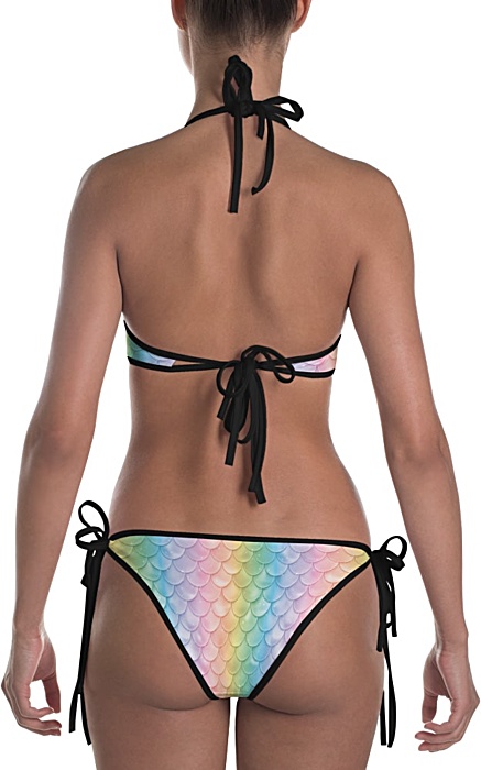 sexy hot halloween costume mermaid bikini bathing suit swimsuit two piece fish scales pink blue