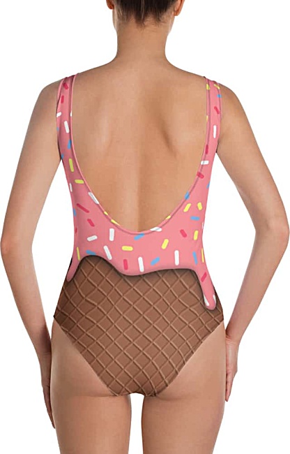 Costume Fancy Dress Strawberry Ice Cream with Sprinkles Cone Bathing Suit Swimsuit One Piece