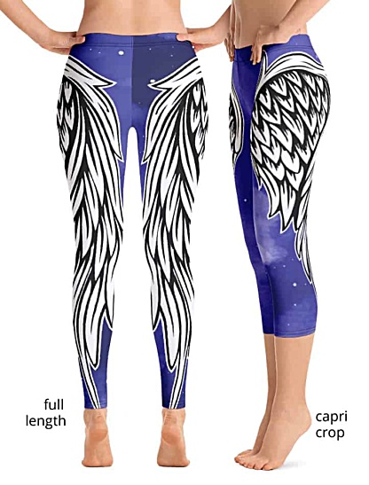 Angel Angle wing wings leggings feather feathered exercise pants