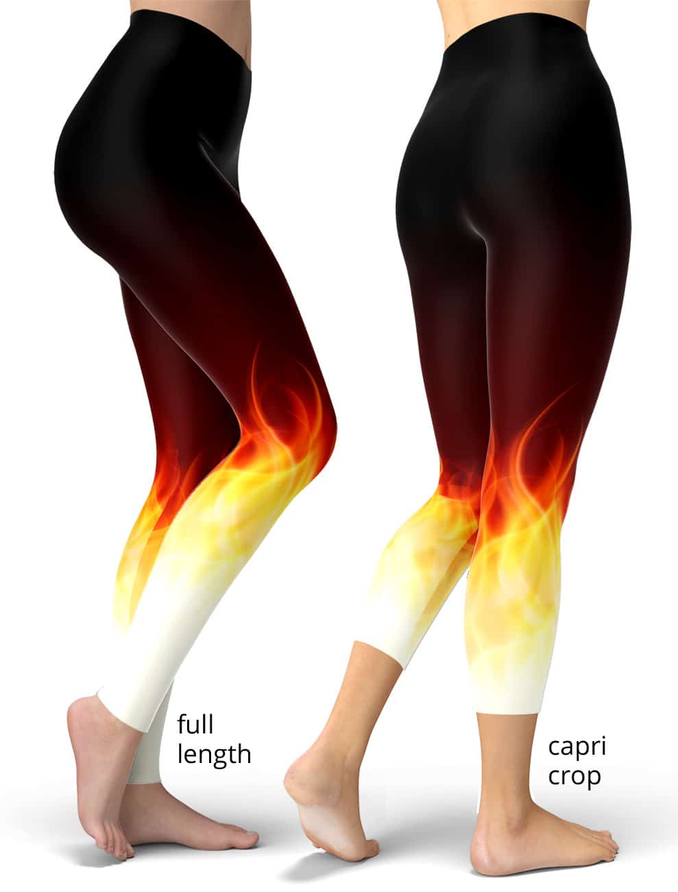 Women's Compression Leggings in Color Pop Fire & Black 💧🔆