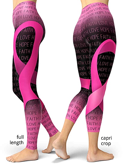 support breast cancer awareness leggings ribbon pink faith love hope