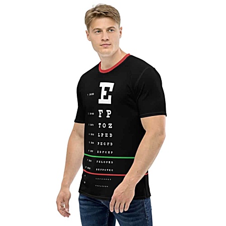snellen eye doctor exam letters chart optometrist t-shirt tee tshirt for men