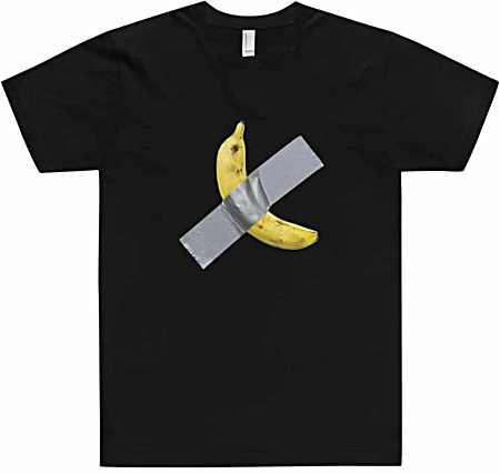 Art Basel Banana Duct Tape to a Wall black short sleeve tee