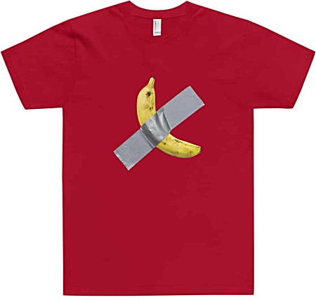 Art Basel Banana Duct Tape to a Wall red short sleeve tee