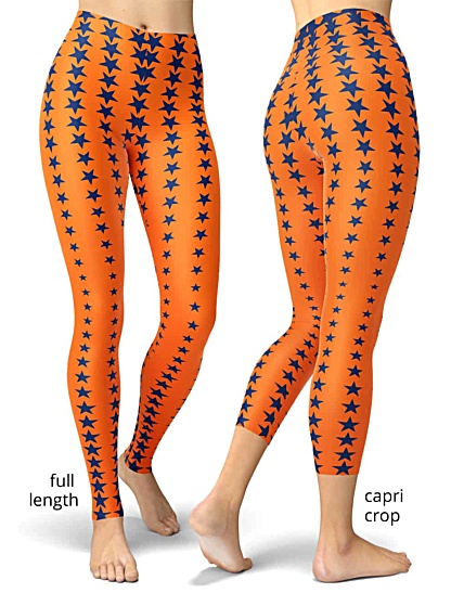 Houston Astro Star Pattern Baseball Leggings orange & blue star