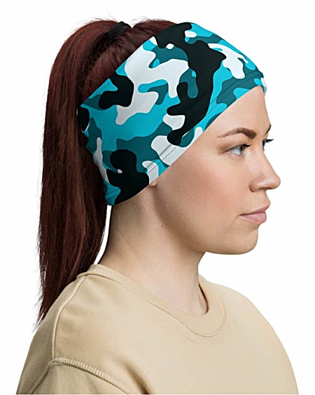 Camouflage Camo Face Mask Neck Gaiter bandana head band fashion green blue khaki pink