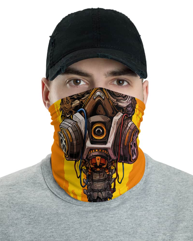 Skeleton Gas Mask Face Mask Neck Gaiter Orange Skull Burnt oxygen