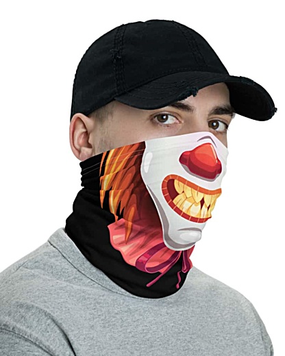 Scary Clown Face Mask Neck Gaiter bandana headband