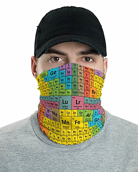 Periodic Table of Elements Face Mask Neck Gaiter science chemical tables
