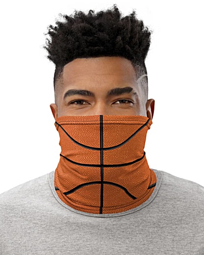 Basketball Face Mask Neck Gaiter textured orange ball sport sports cover