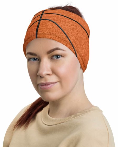 Basketball Face Mask Neck Gaiter textured orange ball sport sports cover bandana