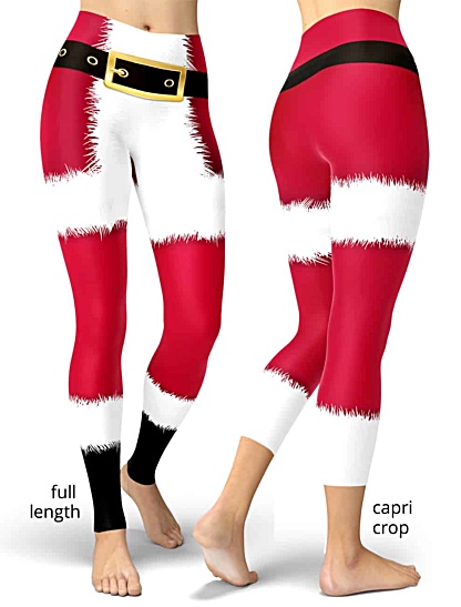 Santa Claus red costume Christmas Leggings Holiday pants outfit
