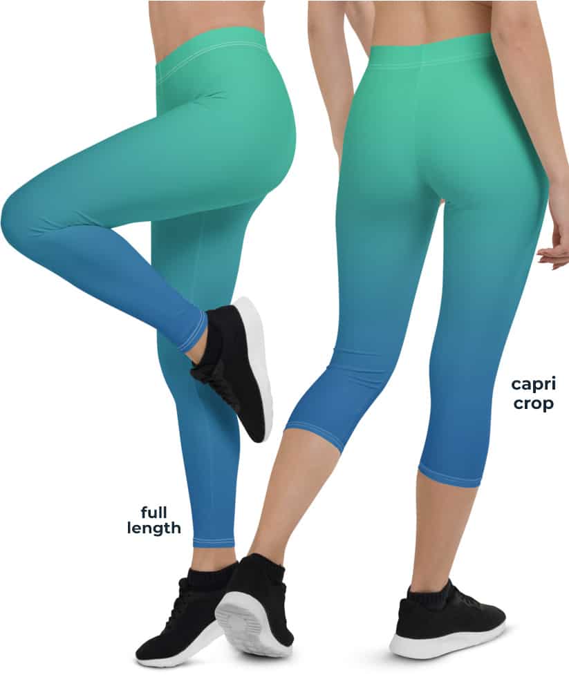 Polyester Spandex Womens Full Length Leggings, Aqua