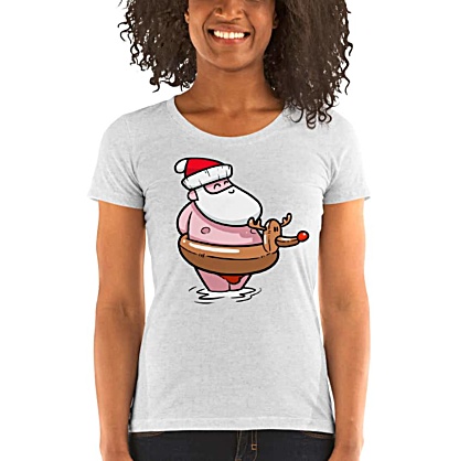 Summer Santa Christmas Tshirt - Women Scoopneck Shirt holidays