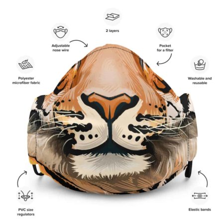 Big Cat Tiger Face Protective Face Mask Tigress