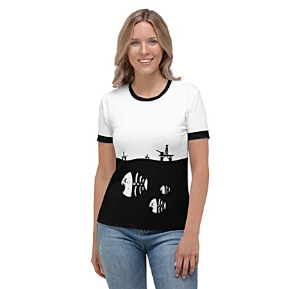 Fish Skeleton Oil Rig Environment T-shirt - Women's Short Sleeve Environmental activist