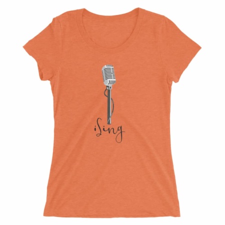 I Sing Music T-shirt / Women's Short Sleeve orange pink white
