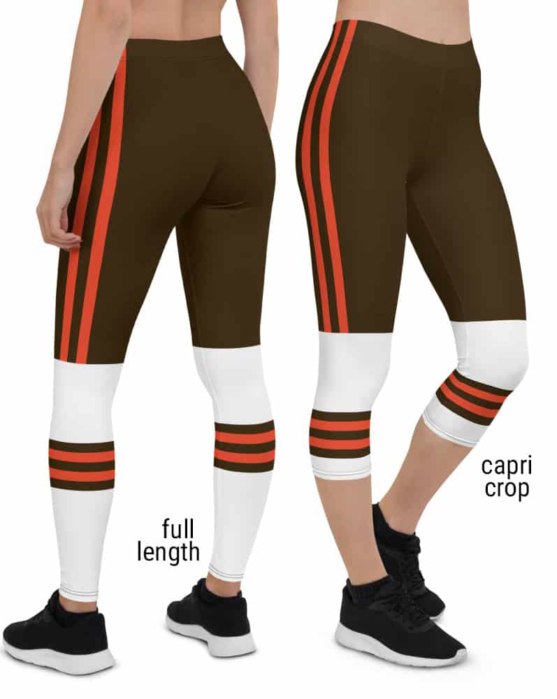 New Cleveland Browns Uniform Football Leggings - Designed By Squeaky Chimp  T-shirts & Leggings