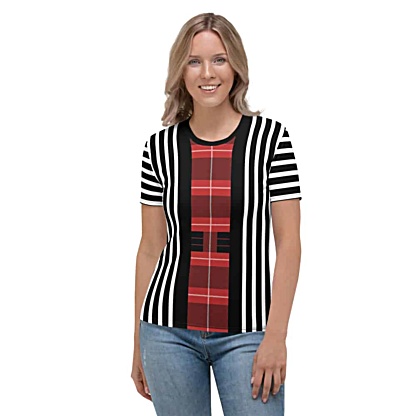 Plaid Striped T Shirt / Women's Short Sleeve Top