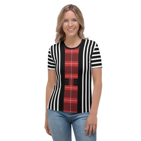 Plaid Striped T Shirt / Women's Short Sleeve Top