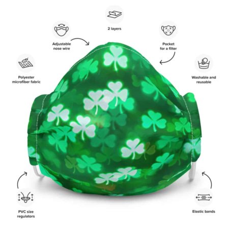 Irish Ireland Saint St Patrick's Day Green Shamrock Protective Face Mask
