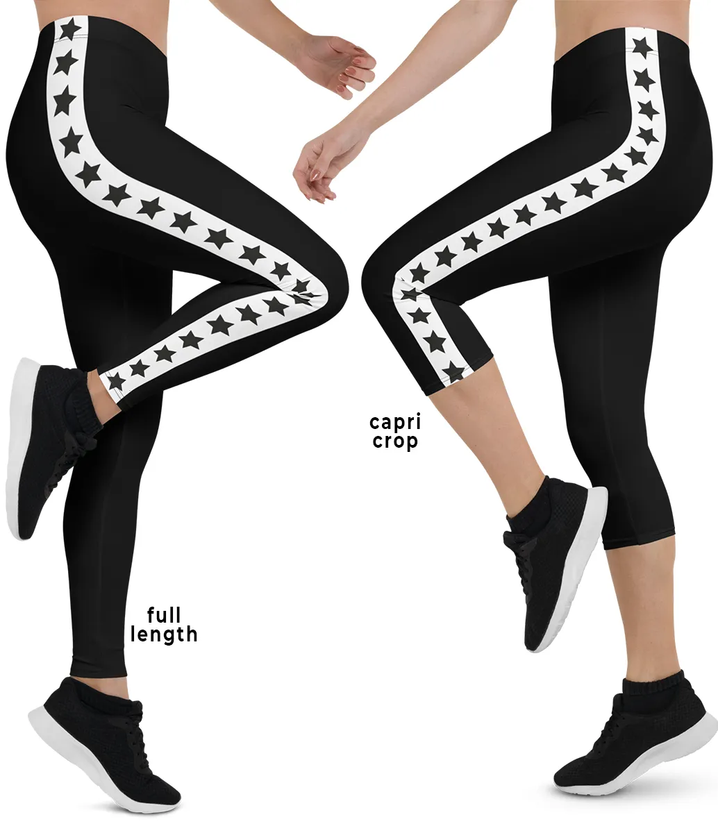 Side Stripe Star Leggings - Designed By Squeaky Chimp T-shirts