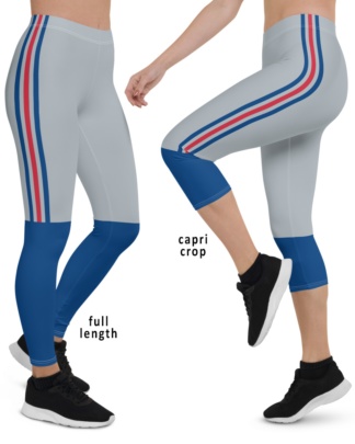 Blue red gray stripes New York Giants NFL football Game Day Uniform Leggings capri full length plus size pants