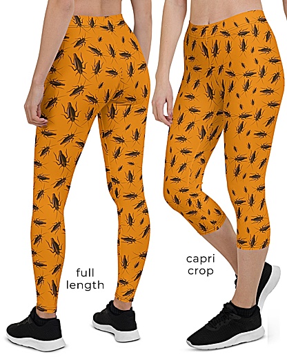 cockroach leggings bugs bug roach roaches insects halloween party orange black exercise pants tights