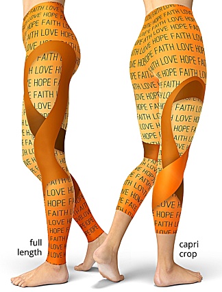 support leukemia cancer awareness leggings ribbon orange faith love hope