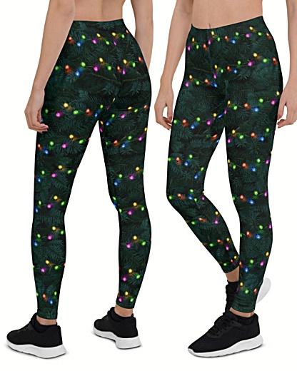 Sparkle Christmas Tree with branches & Christmas Lights - Holiday Leggings