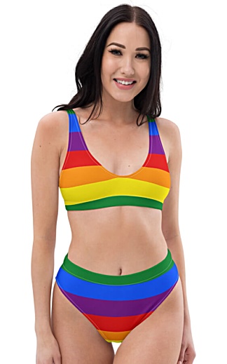 Gay Flag LGBT Recycled High-Waisted Bikini