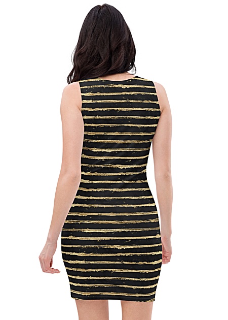 Glittery Gold Painted Stripe Dress sundress sprint