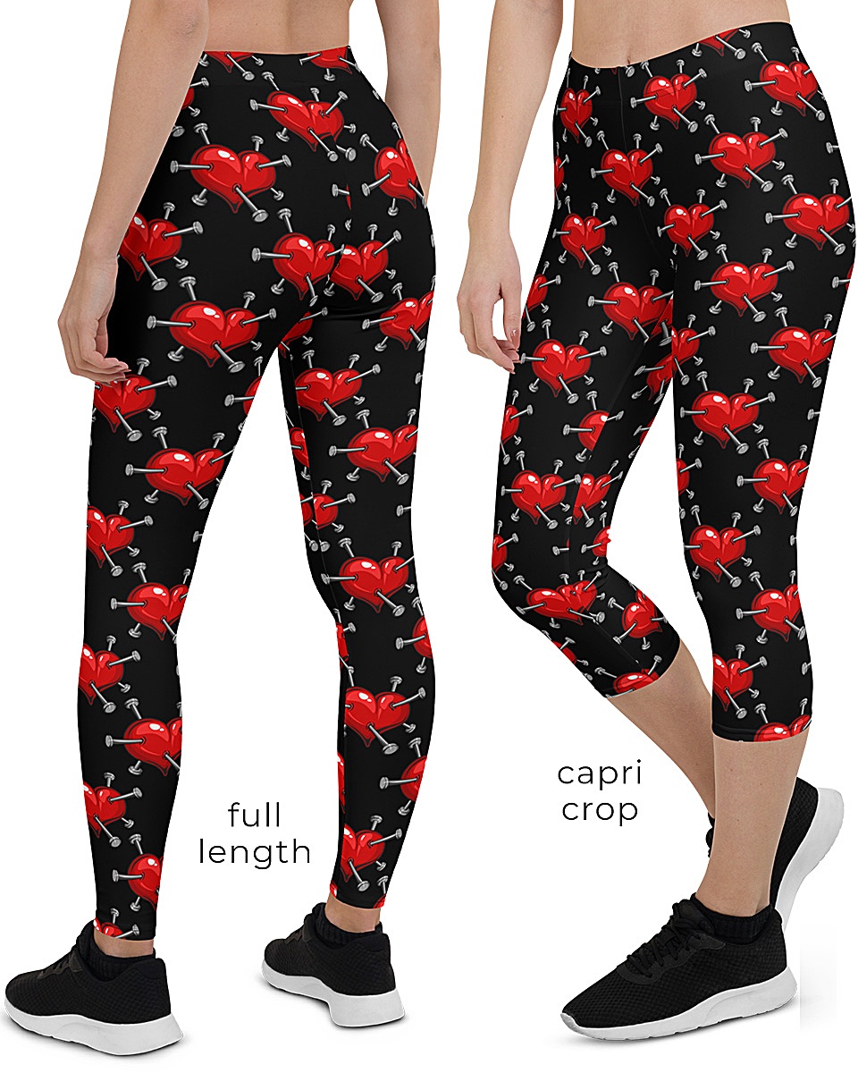 High Waist Valentines Heart Leggings, Red Hearts Yoga Pants, Valentines Day  Leggings Gift for Her 