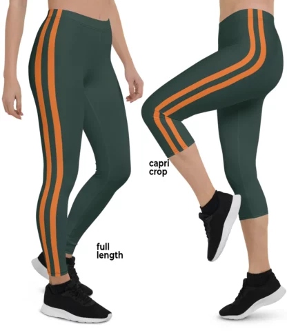 Double Side Stripe Leggings Green Orange
