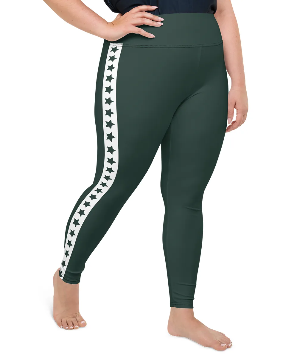 Side Stripe Star Plus Size Leggings - Designed By Squeaky Chimp T
